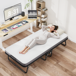 Folding Bed 90x190cm 10cm Memory Foam Mattress, Wheels, Black