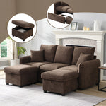 Multifunctional Corner Sofa, U-Shaped Three-Seater, Storage, Drawers & Ottoman, Sleeping Function, Chenille