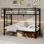 Twin over Twin Bunk Bed Convertible 2 Beds Ladders Railings, Metal Structure