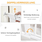 Door Safety Gate Stair Gate 75-131cm Clamp Metal ABS White
