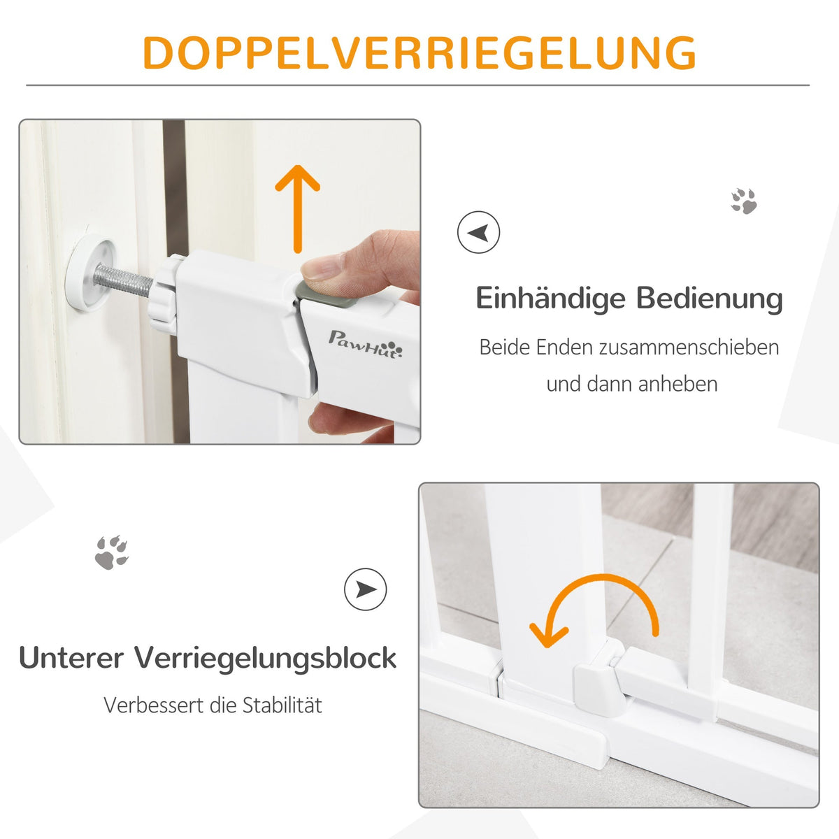 Door Safety Gate Stair Gate 75-131cm Clamp Metal ABS White