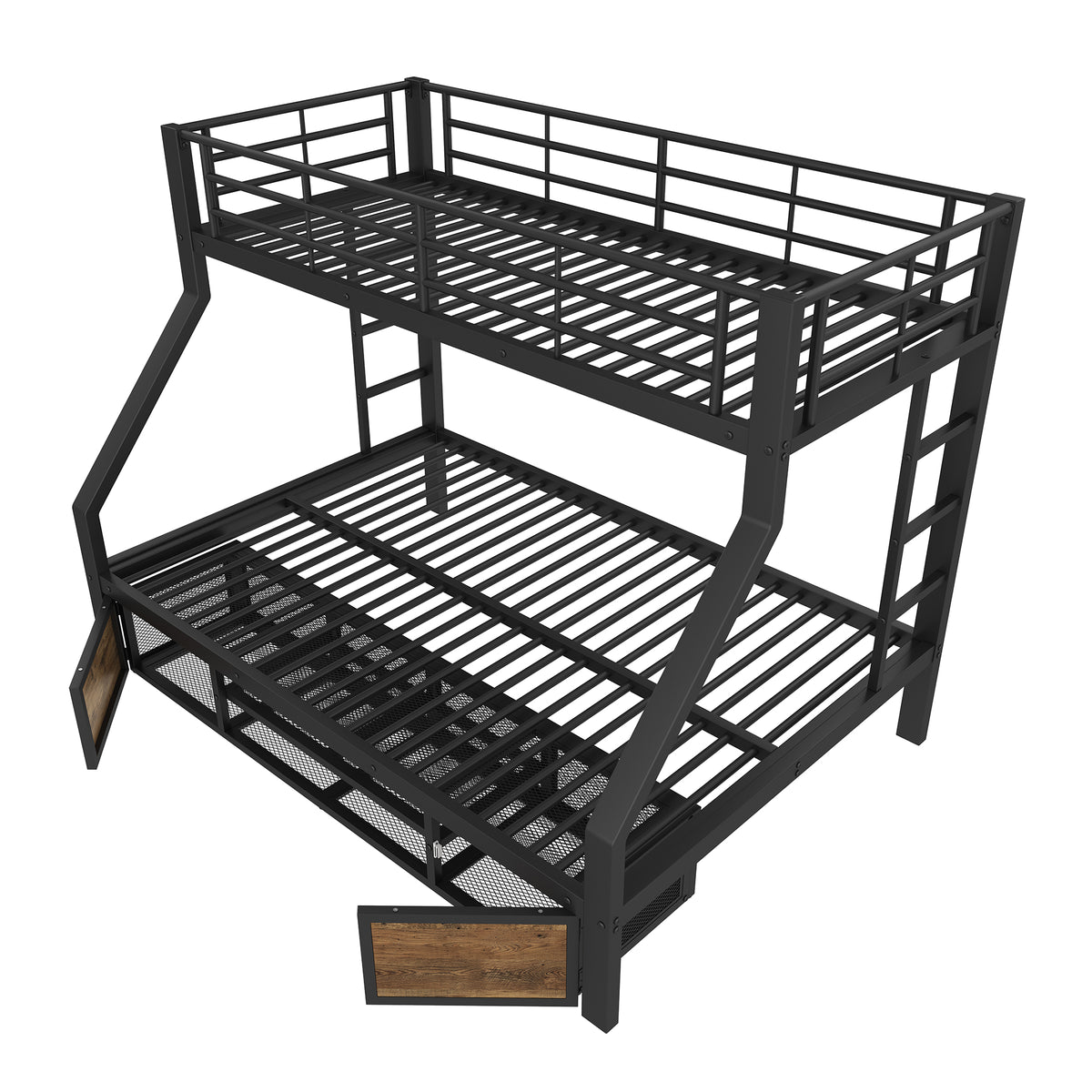 Children's Bunk Bed with Storage & Ladder 90x200/140x200 cm, Black
