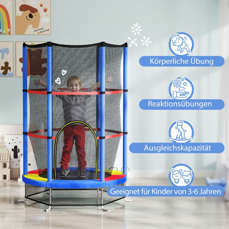 Children's Trampoline, Safety Net, Rubber Suspension, Steel Frame, Colorful