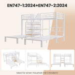 Bunk Bed with LED Lights, Integrated Storage Ladder, USB Ports and Desk, White
