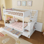 Bunk Bed 90x200cm Drawer Shelf Wardrobe Storage - White