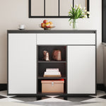 Shoe Cabinet, 2 Doors 1 Drawer Adjustable Rack, Black/White Modern Design