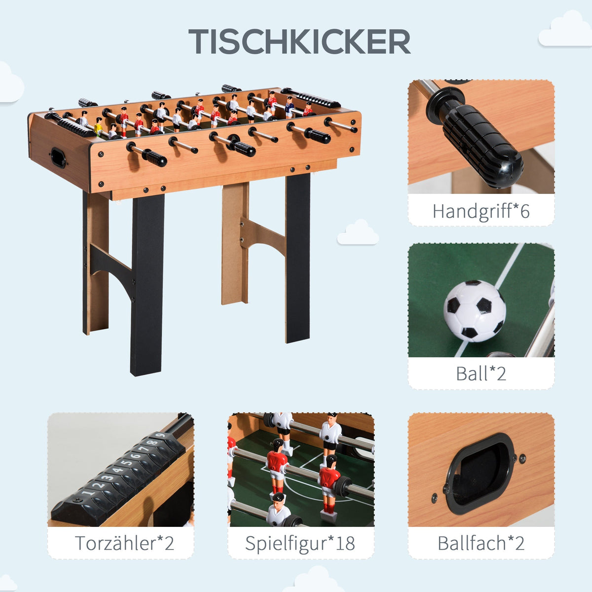 Multi-Game Table, 4-in-1 Football Hockey Table Tennis Billiards, MDF