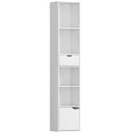 Bookshelf 6-Tier Adjustable Drawer Cabinet White