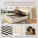 Multifunctional Bed Frame 160x200cm LED Hydraulic Storage Velvet