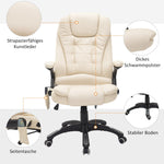 Massage Chair Executive, 6-Point Vibration, Heat & Recline, Beige Faux Leather