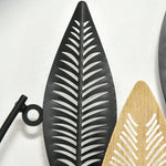 3D Wall Art 2-Set Leaves Decoration, Modern Metal Black and Natural