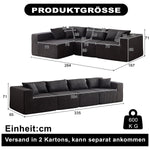 Modular L-Shaped Sectional Sofa 104-Inch 4-Piece Foam-Filled - Corduroy