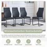 Dining Chair Set of 2 with High Backrest and Diamond Pattern, Black Metal Frame and PU Leather