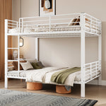Bunk Bed 140x200 cm with Ladder & Fall Protection, White Metal