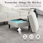 Sofa with Footstool & Storage, 4-Seater Velvet