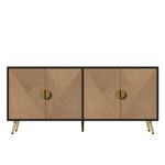 Sideboard, 160 cm, Four Doors, Golden Brushed Handles, High-Gloss Table Legs