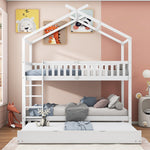 House Bed 90x200cm Triple Extendable Space-Saving - White