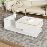 Coffee Table 100cm Long Glass LED Effect High-Gloss White