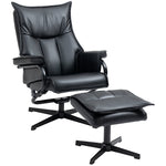 Armchair Swivel Reclining TV Chair with Footstool, Tilting Backrest, Faux Leather Black