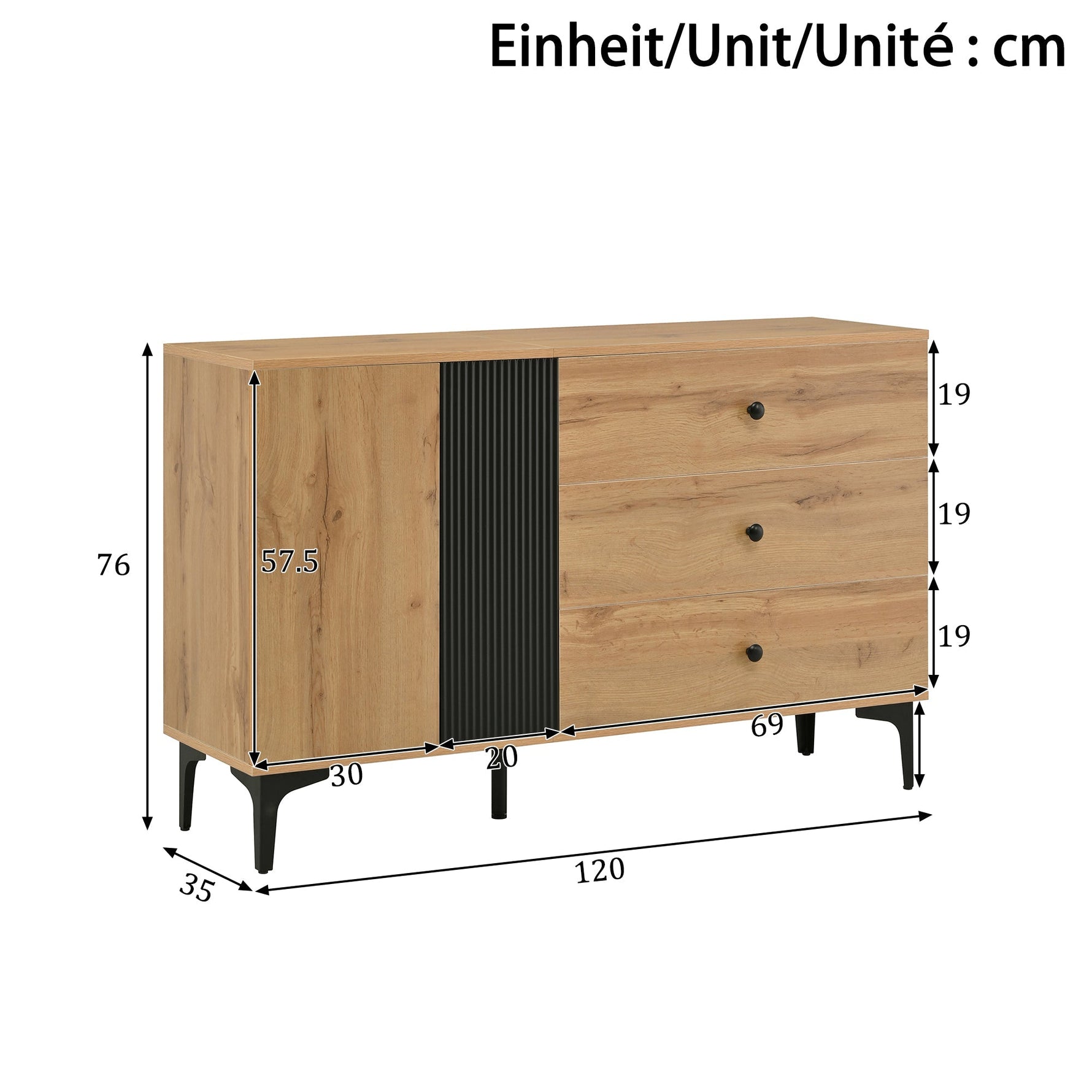 Modern Sideboard Buffet Storage Cabinet 120x35x76 cm