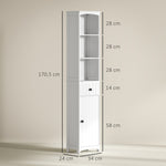 Bathroom Cabinet, Tall with 3 Shelves, 1 Drawer, White