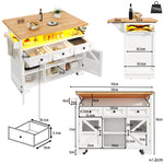 Multifunctional Kitchen Trolley App LED Folding Table 3 Drawers
