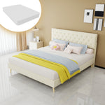 Modern Soft Bed with Soft Headboard & Mattress 160x200cm, Beige