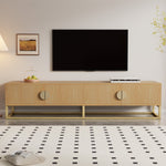TV Cabinet 180cm 4 Doors Semi-circular Handles Wood Grain Finish