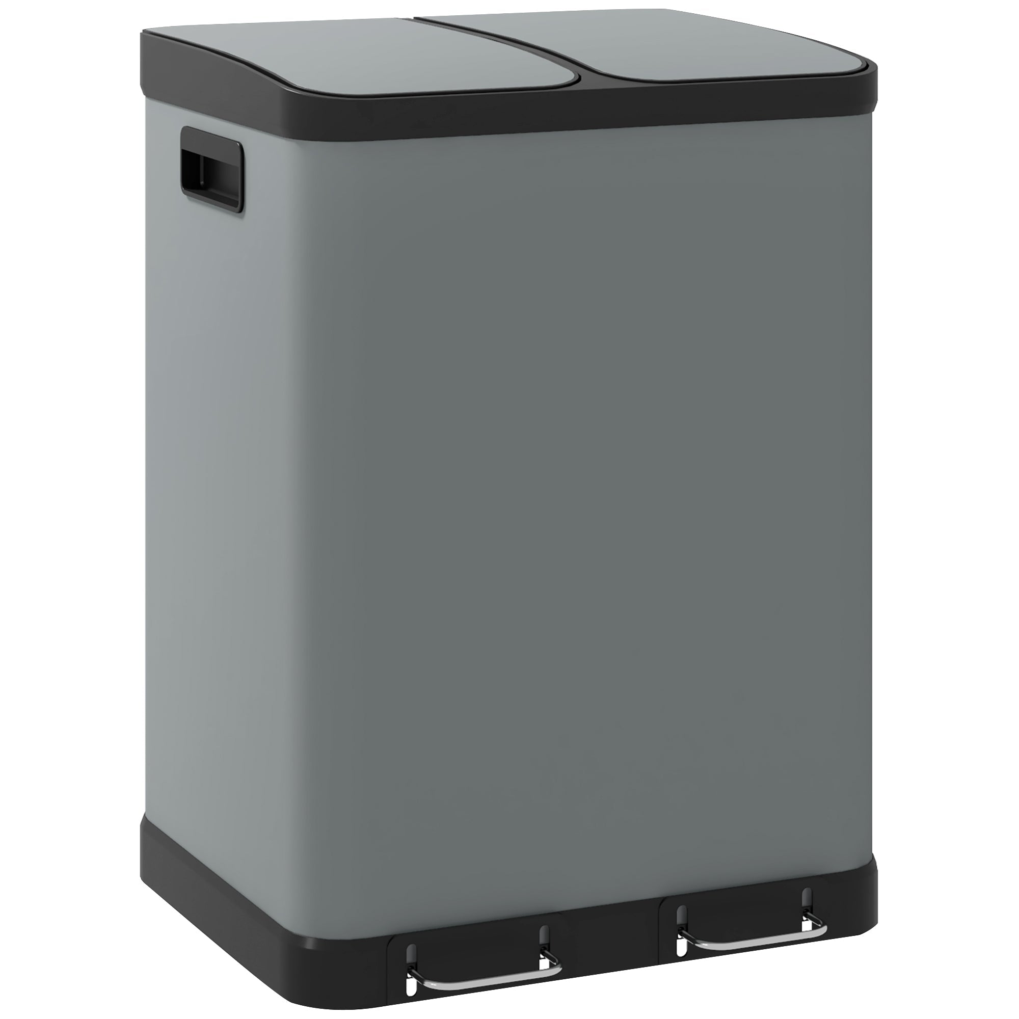 Trash Can 2x30L Pedal Bin with Lid, Metal