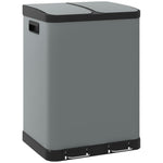 Trash Can 2x30L Pedal Bin with Lid, Metal