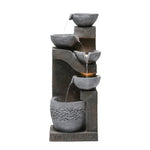 Garden Fountain with LED Lighting and Water Pump, Artificial Stone, Grey