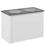 Dog Bowl, Feeding Station with Storage, 2L Stainless Steel Bowls, White