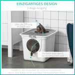 Cat Litter Box Indoor, Lid & Scoop, Grey+White Plastic