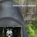 Foil-Lined Garden Shed 3x3m UV/Water-Repellent Two Roller Doors, Steel/PE Grey