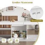 Extendable Dining Table with Storage and Automatic Telescopic Function, White