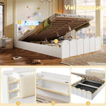 Panel Bed 140x200cm Hydraulic Storage USB-C LED Lighting White
