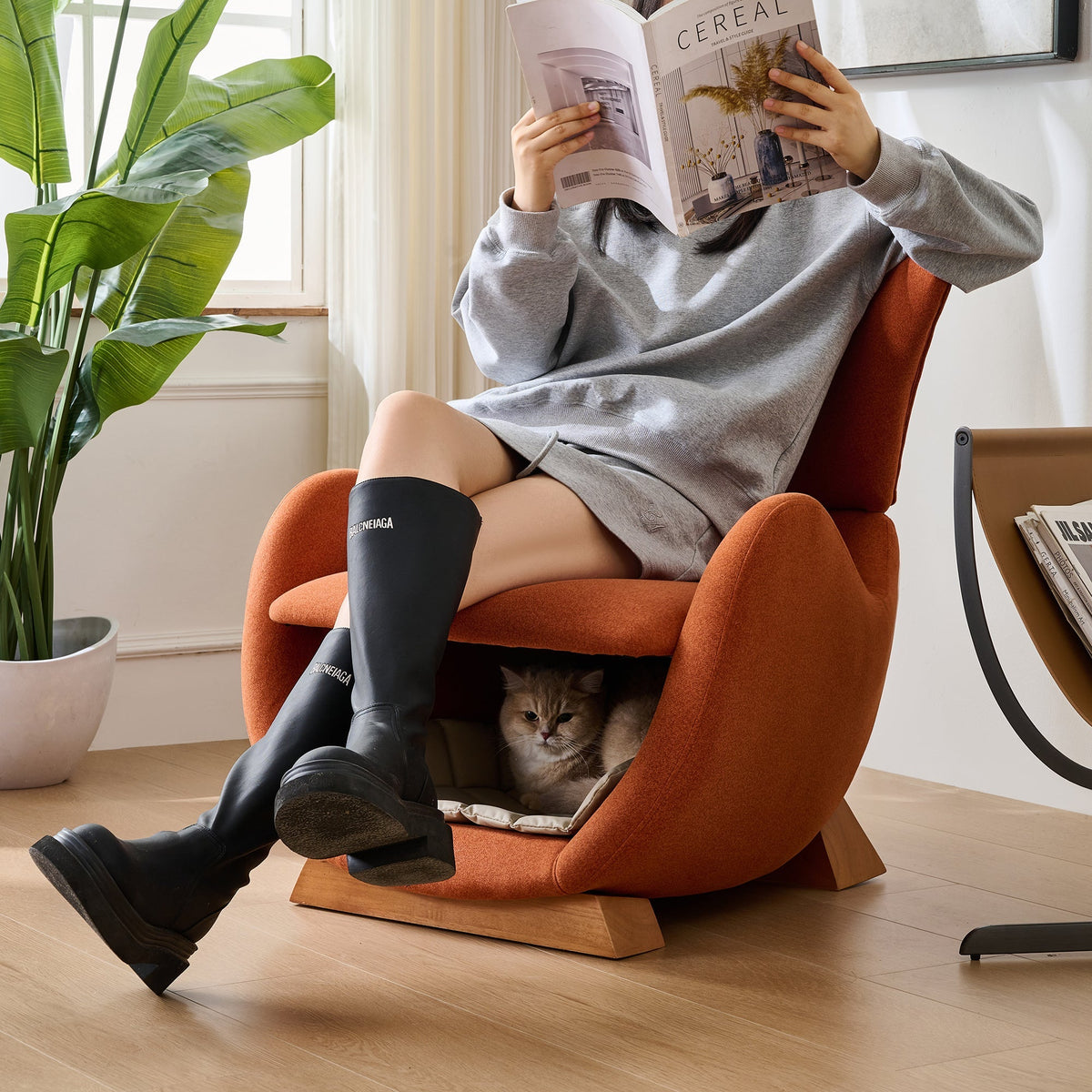 Designer Lounge Chair - Pet-Friendly, Anti-Scratch Fabric