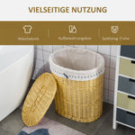 Laundry Basket 100L, with Lid, Wicker, Natural