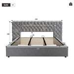 Upholstered Hydraulic Storage Bed 180x200 LED, Grey Velvet