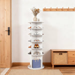 Rotating Shoe Rack 6-Tier 360° 24 Pair Capacity Boot Shelf - White