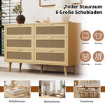 Chest of drawers with 6 drawers, metal handles, wood