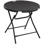 Garden Table Round Folding Ø80cm 4 People Wood Look Dark Grey