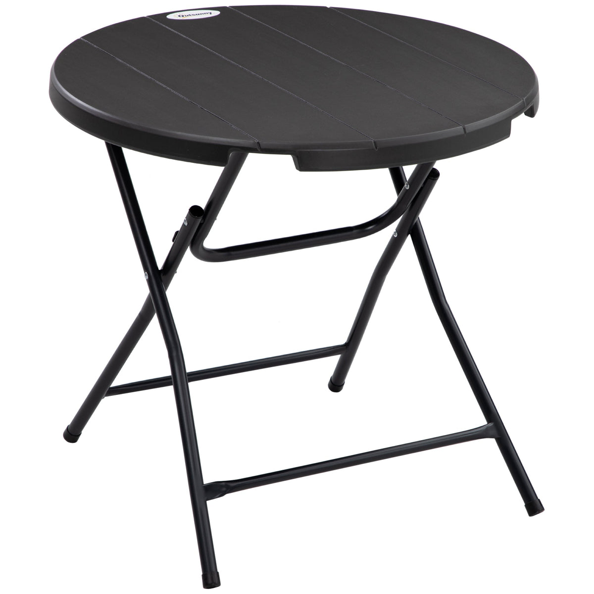 Garden Table Round Folding Ø80cm 4 People Wood Look Dark Grey