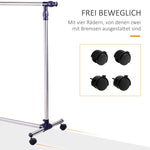 Coat Rack with Wheels, Height-Adjustable, Extendable Clothes Rail, Stainless Steel