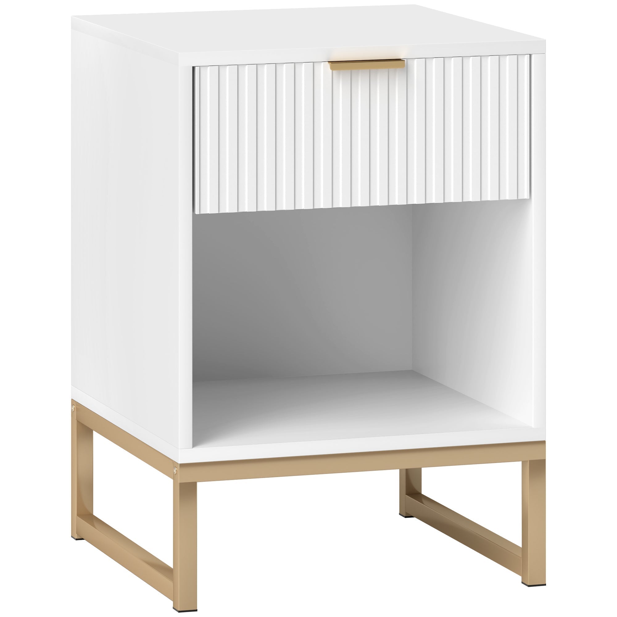 Bedside Table with Drawers, Storage, 40 x 40 x 57 cm, White