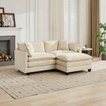 Cloud Sofa Loveseat, Modern Sectional Couch with Double Layer Cushions, Beige Chenille Fabric