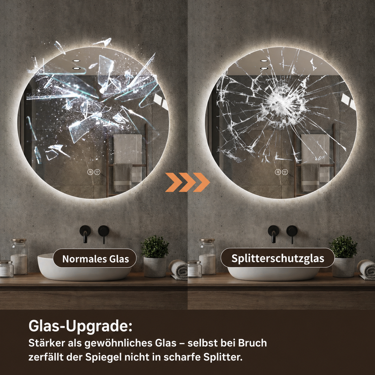 Round LED Bathroom Mirror 80 cm - Anti-Fog Dimmable HD Silver Glass