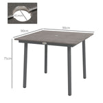 Garden Table Dining Table 4 People Umbrella Hole Slatted Frame HDPE Dark Grey
