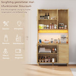 Kitchen Sideboard Buffet 183cm LED Charging Station 3 Drawers Gold Handles