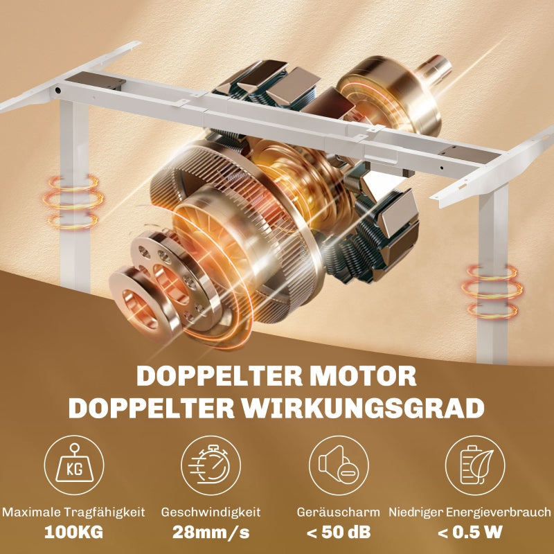 Desk Frame Electric, Adjustable with 2 Motors, 3 Memory, White